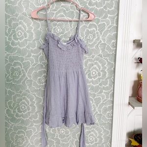 Lavender Smock Top Dress With Ruffle
